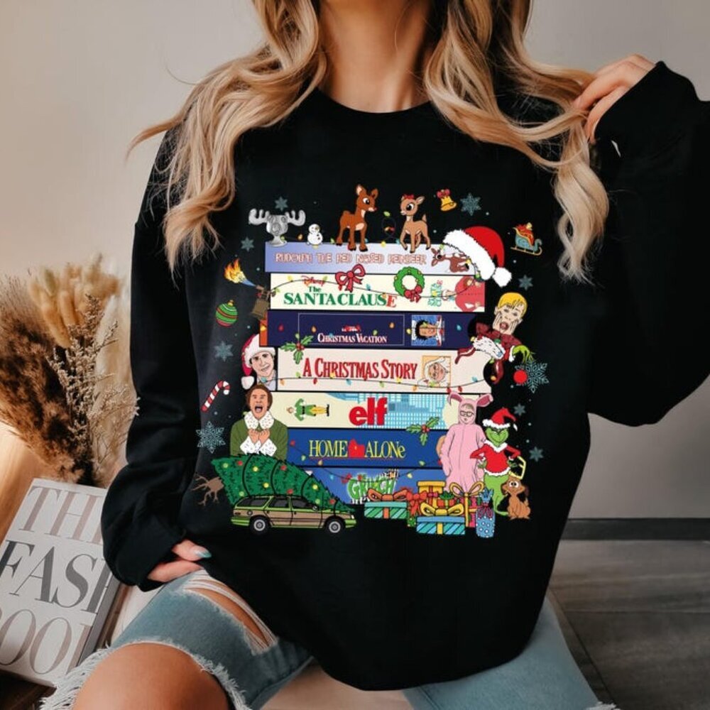 90s Christmas Sweatshirt, Retro Holiday Xmas Pullover, 90s Movie 05